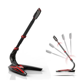 PopuPine ZK Ordinateur Gaming 360 Sound Collection Microphone USB 3.5mm Studio Speech Microphone Omnidirectionnel Filaire pour PC Bureau Enregistrement Chat - Noir