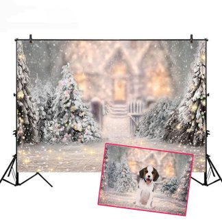 5x3FT 7x5FT 8x6FT Arbre de Noel Neige Photographie Toile de fond Fond Studio Prop - 1.5x2.1m