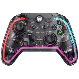 BIGBIG WON Rainbow C1 RGB Somatosensory Wired Gamepad Gamepad Manette de jeu pour Nintendo Switch PC pour PS4 PS5 Console de jeu avec R90 pour Xbox Switch Pro Sans delai Coque transparente - Type A