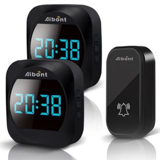 ML 195 sonnette sans fil sonnette domestique intelligente avec affichage de l'heure Volume reglable Mutil Utilisation pour le bureau d'appartement e domicile - Noir Prise UE 2PCS