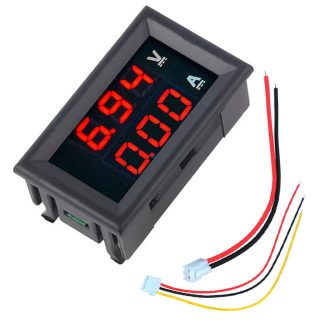 5pcs Mini Voltmetre Numerique Amperemetre DC 100V 10A Panneau Amp Volt Tension Testeur de Courant 0.56 "Rouge Rouge Double LED Affichage