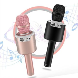 N6 bluetooth 5.0 karaoke LED lanterne choc basse diaphragme voix magique maison KTV beau son HD Microphone de qualite - Noir