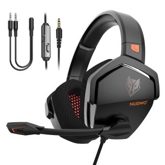 Casque de jeu supra-auriculaire N16 50mm Pilotes Casque antibruit avec micro ecouteur de jeu filaire 3,5 mm pour telephone portable PS4 PC - Noir