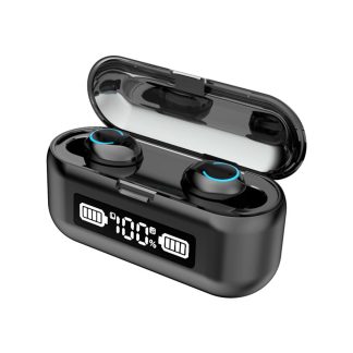 NOUVEAU 9D TWS ecouteurs bluetooth HiFi CVC8.0 reduction du bruit casque stereo sans fil casque de sport etanche avec micro batterie de charge - Noir