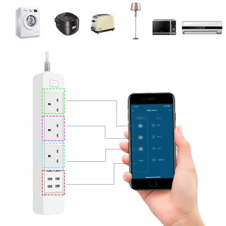 DHEKINGD D666 Smart WIFI APP Bande de contrele avec 3 prises au Royaume-Uni Prise 4 prise de charge rapide USB App Control Prise de courant de travail - Prise UK