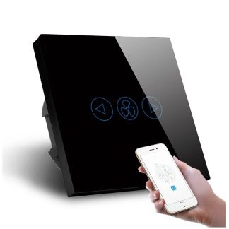 MAKEGOOD 110-240V 2.4 GHz Smart Life APP contreleur de vitesse WiFi interrupteur tactile de ventilateur pour telecommande Mobile - Noir