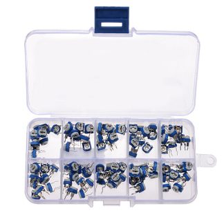 3 x 100pcs RM065 Kit d'assortiment de potentiometres e trimpot horizontal avec boete de rangement