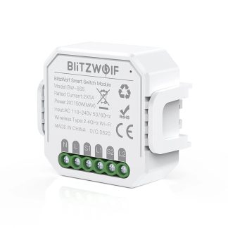 [4 Pcs] BlitzWolfe BW-SS5 2300W 2 Gang WIFI Smart Switch Aucun Hub requis Minuterie Relais Commutateur Module Application Sans Fil Telecommande Commande Vocale Fonctionne avec Amazon Alexa et Google Assistant
