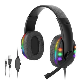 Bakeey AK-47 Casque de jeu 7.1 Son Surround Stereo 40mm Pilotes dynamiques ecouteur Lumineux Reglable 3,5 mm Casque filaire avec micro - Noir