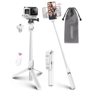 ELEGIANT Selfie Stick en aluminium leger tout en One Trepied Bluetooth extensible avec telecommande pour iPhone Galaxy pour Gopro Sport Camera DSLR Cam