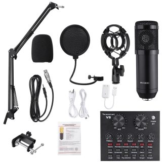 Microphone e condensateur BM800 V8 Kit de carte son Carte son bluetooth muti-fonctionnelle pour Studio Telephone portable PC Ordinateur portable Enregistrement en direct - Dore