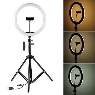 12 pouces 30cm 3000K-5500K Telecommande e intensite variable LED Anneau lumineux Modes 3 couleurs Remplissez la lumiere avec un support pour trepied de 163 cm et un support pour telephone