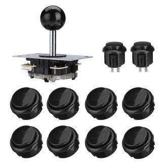 Noir Bleu Rouge Arcade Joystick 27mm 32mm Push Button Game Controller DIY Kit - noir A