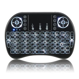 I8 2.4G sans fil blanc retro-eclaire hebreu mini clavier touchpad air souris - Noir