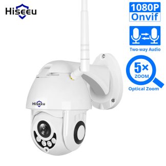 Hiseeu 1080P WIFI 5 X Zoom optique camera IP vitesse PTZ Dome ONVIF CCTV exterieur etanche 2MP camera Audio bidirectionnelle