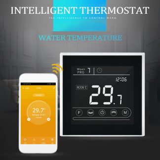 MINCO HEAT MK70GA-W AC95 ~ 240V Thermostat WIFI pour le chauffage au sol de l'eau contreleur de temperature e ecran tactile fonctionne avec Alexa Google Home - Noir