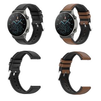 Bracelet de montre en cuir de silicone 20 mm / 22 mm Bande pour montre Huawei GT2 / GT2e / GT2 Pro / BlitzWolfeBW-HL1 / HL2 / HL3 Montre Amazfit - Noir 20mm