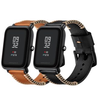 Montre en cuir de remplacement 20mm Bande pour montre intelligente Xiaomi Amazfit Pace Youth Non original - Brun
