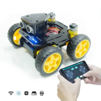 Adeept AWR-A 4WD Kit de Robot de bricolage de voiture Robot WiFi intelligent avec application mobile pour ArduinoUNO-R3 suivi de ligne / capteur e ultrasons / ESP8266 WiFi