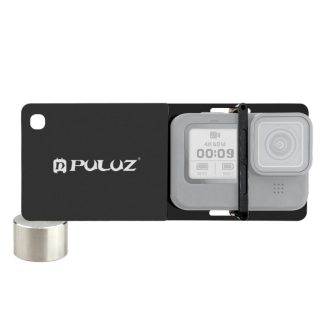 PULUZ PU526B adaptateur de plaque de montage de commutateur de cardan de telephone portable pince de stabilisation portable Compatible pour GoPro HERO 9 noir / HERO 8 noir