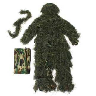 Ghillie Suit Camo 3D Woodland Camouflage Forest Hunting Hide Camping Vetements 5Pcs Bag
