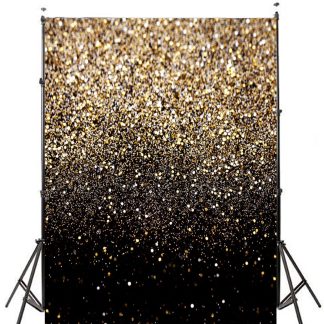 5x7FT Changement progressif Glitter Black Gold Dots Photographie Toile de fond Studio Prop Fond