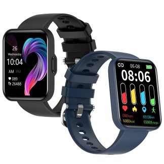 Bakeey E21 Leger 1,69 pouces ecran tactile complet Frequence cardiaque Pression arterielle Moniteur SpO2 Modes multisports Cadrans massifs IP68 etanche BT5.0 Montre intelligente - Noir