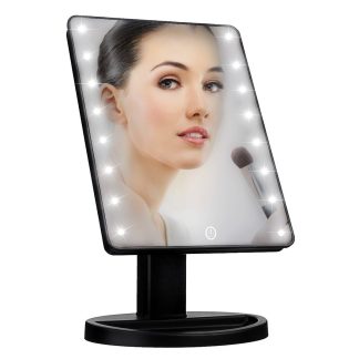 Miroir de maquillage Charminer 16 LED Touch Light Miroir de vanite de bureau cosmetique eclaire avec support pratique pour toucher marche/arret - Blanc