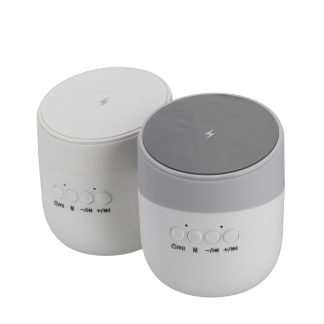 3-en-1 Qi support de charge de telephone sans fil lecture de carte TF HIFI haut-parleur stereo Bluetooth - Blanc