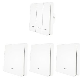 MoesHouse 3 gangs WiFi interrupteur e bouton poussoir intelligent + 3 pieces 1 gang RF433 emetteur de panneau mural Smart Life Tuya App telecommande fonctionne avec Alexa Google Home