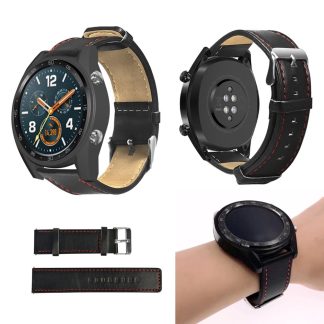 Montre 2211 e bracelet en cuir avec fil rouge, 22 mm Bande pour montre Huawei