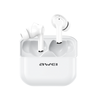 Awei TA1 ANC Active suppression du bruit TWS ecouteurs ecouteurs bluetooth 5.0 sans fil HiFi basse casque de jeu stereo avec Microphone - Blanc