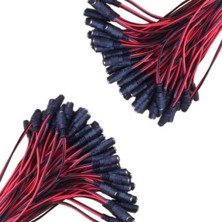 50Pcs 12V Femelle DC Power Socket Jack Plug Fil Connector Cable CCTV DC 5.5 x 2.1mm