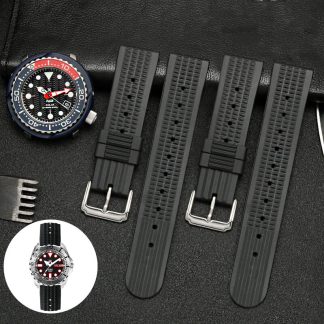 Montre Bakeey 20/22 mm caoutchouc noir gaufre Bande pour Seiko / Omega / Oris - 20mm