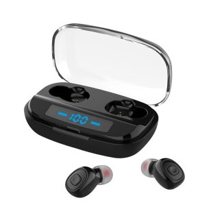 Casque intra-auriculaire LED avec mini-ecouteur stereo sans fil Bluetooth double Bluetooth 946378 - Blanc