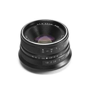 7artisans Objectif principal 25 mm F1.8 pour Sony E Mount pour Fujifilm pour Canon EOS-M Mout Micro 4/3 cameras A7 A7II A7R pour Panasonic pour OLYMPUS epm1 - macro 4/3 Noir