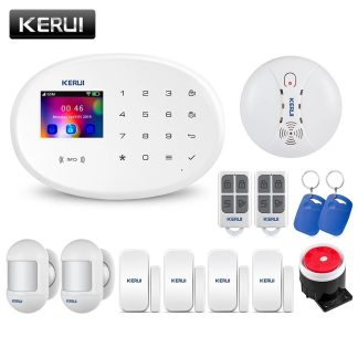 KERUI WIFI GSM systeme d'alarme de securite e domicile intelligent avec 2,4 pouces TFT ecran tactile APP contrele capteur sans fil detecteur de fumee antivol - 5