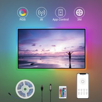 Broadlink LED Strip Light RGB 16 Changement de couleur TV Retroeclairage Commande vocale Telecommande intelligente 4 modes de scenes e intensite variable LED Light Fonctionne avec Alexa Google Home IFTTT