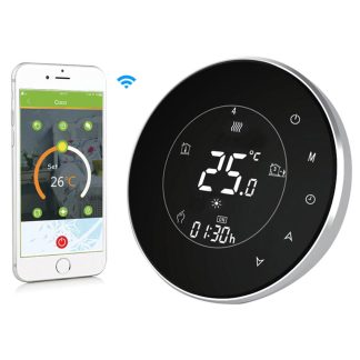 MoesHouse BHT-6000-GCLW Thermostat de chaudiere e eau / gaz retro-eclairage WIFI 3A ecran tactile programmable hebdomadaire LCD fonctionne avec Alexa Google Home - Blanc