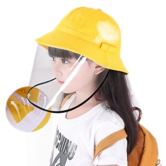 PODOM Kids Bucket Hat Protection Securite Amovible Full Face Shield Housse De Protection Sun Fisherman Hat - 52cm