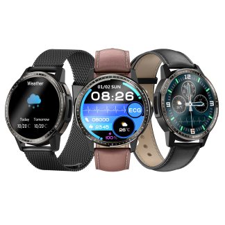 Bakeey H9 ecran tactile de 1,28 pouces Mesure de la temperature corporelle ECG Frequence cardiaque Pression arterielle Moniteur SpO2 Modes multisports IP67 Montre intelligente etanche - 001