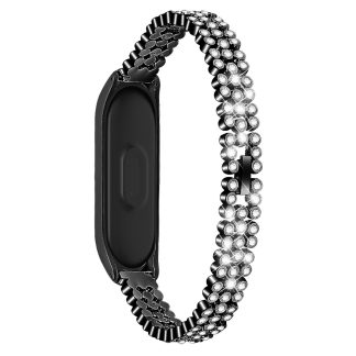 Montre en acier inoxydable en cristal Bande Remplacement du bracelet de montre pour Xiaomi Miband 4 Miband 3 Non original - or rose