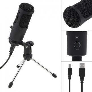 Bakeey A6 enregistrement de Microphone e condensateur USB en metal pour ordinateur portable Windows enregistrement cardioede voix pour direct / video - Noir