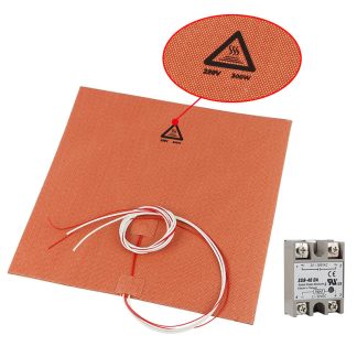 300 * 300mm 220V 300W coussin de silicone coussin chauffant de lit chauffant + Kit de relais e semi-conducteurs SSR pour imprimante 3D