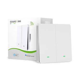 Interrupteur d'eclairage intelligent Gosund Interrupteur mural WIFI Commande vocale EU TYPE 2 Gang 10A 230V 2.4Ghz WIFI Telecommande Smart Switch Fonctionne avec Alexa et Google Home