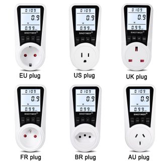 SINOTIMER DDS109L EU / US / UK / FR / AU AC 110V / 220V Prise de courant Wattmetre numerique Consommation d'energie Watt Compteur d'energie KWh Analyseurs d'electricite Moniteurs avec retro-eclairage - Prise UE