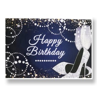 Joyeux anniversaire photographie fond dame reine theme fete bal toile de fond decor accessoire - Bleu 220x150 cm