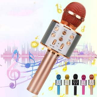 Bakeey 858 Wirelss bluetooth Microphone DSP reduction du bruit karaoke micro enregistreur HIFI haut-parleur stereo lecteur de chant portable portable pour fete KTV - or rose