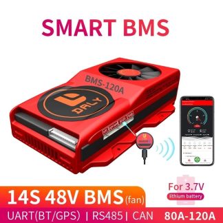 DALY BMS 14S 48V 80A 100A 120A 18650 Smart BMS Bluetooth 485 vers peripherique USB NTC UART logiciel Togther Lion LiFepo4 Batterie BMS avec ventilateur - 80a avec uart bt