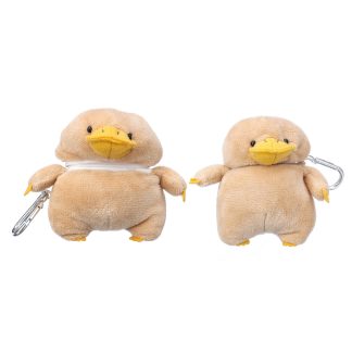 Cute Duck Soft Furry Kawaii Fun Cool Mini Housse de rangement pour ecouteurs avec porte-cles Boete de charge sans fil pour AirPods 2/3 - .une